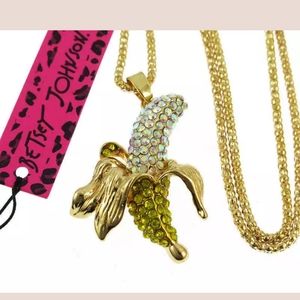 Betsey Johnson Rhinestone Lovely Banana Necklace